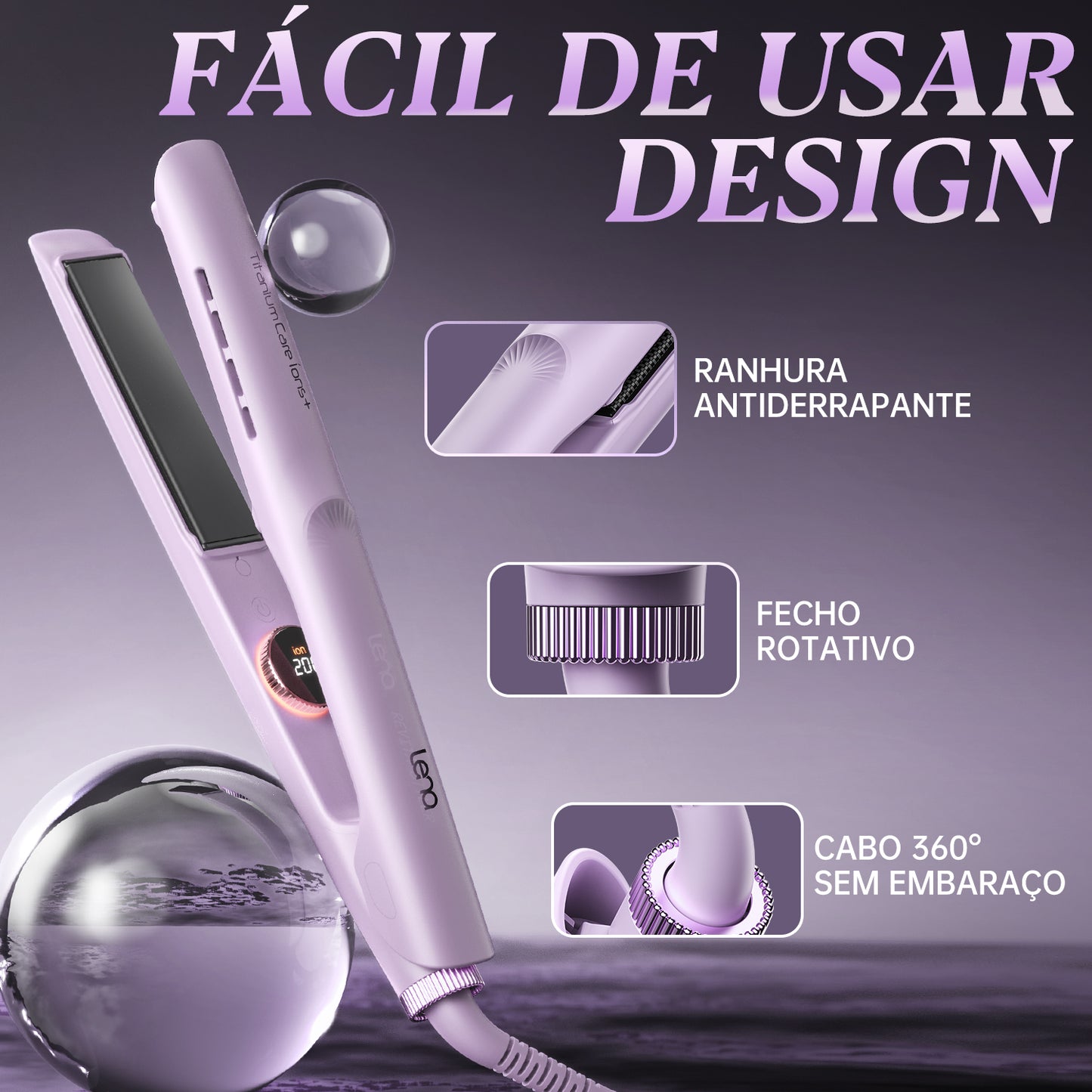 Prancha Profissional Titanium Care ion+ LENA- H12