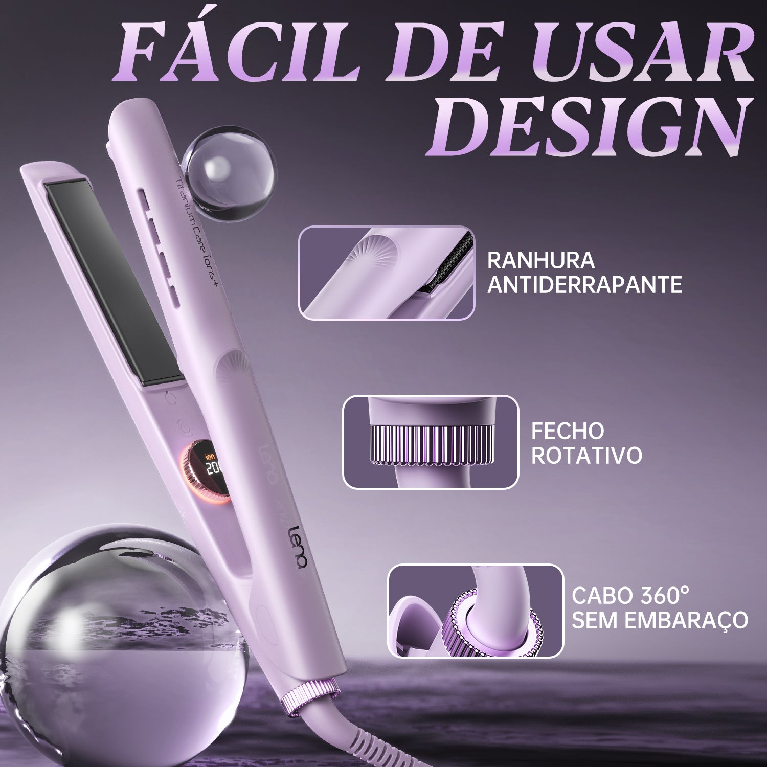 Prancha Profissional Titanium Care ion+ LENA- H12