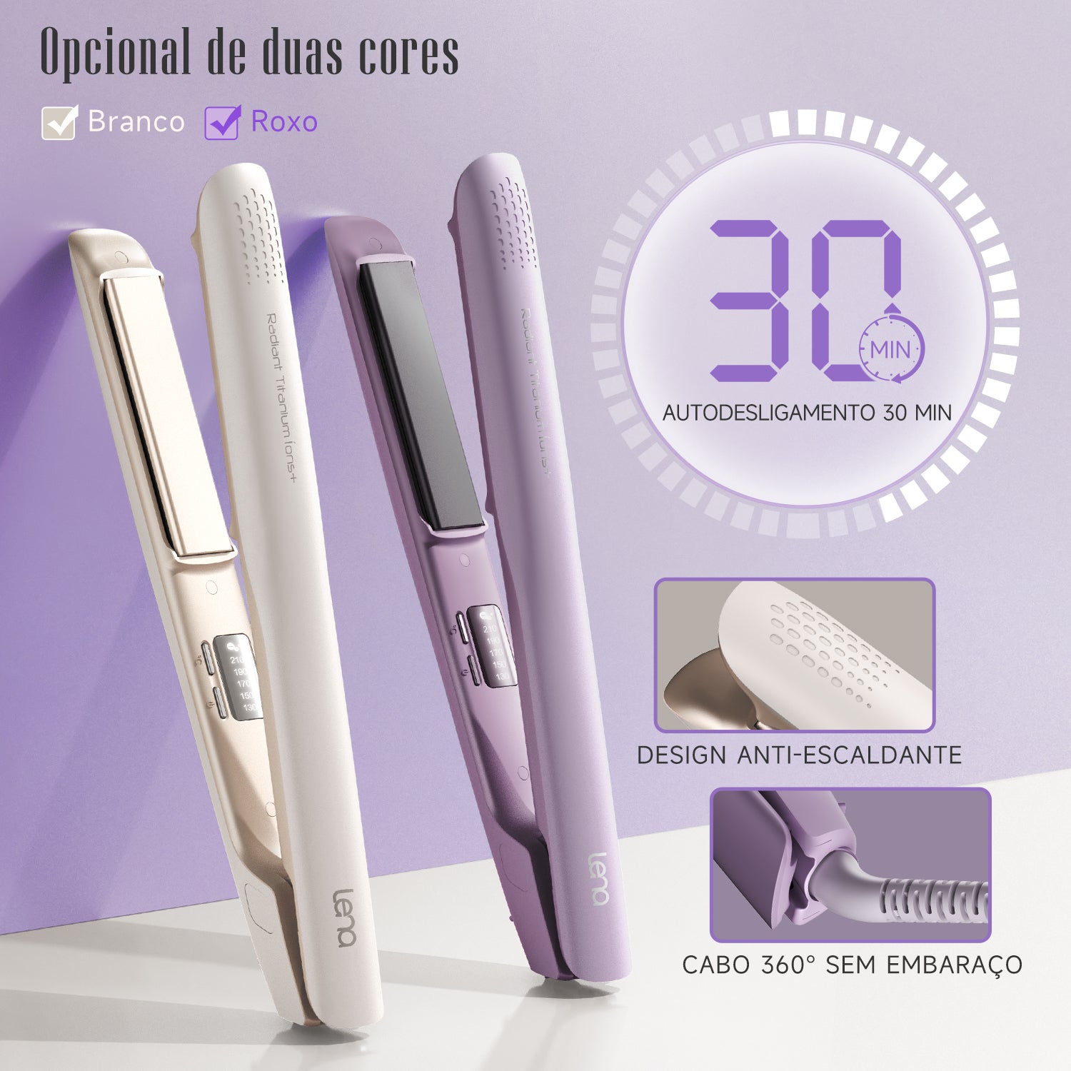 サキナ lavender Prancha Radiant Titanium Íons+ LENA - 508C – LENA BR